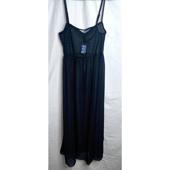 Free People Intimately Madeline Women Sz Med Navy Blue Polka Dot Slip Dress NWT - Picture 1 of 8